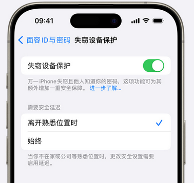 涪陵苹果手机维修分享iOS17'失窃设备保护'功能是什么？ 